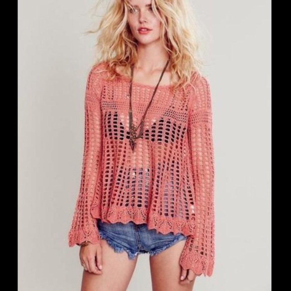 Free People Annabelle Crochet Pullover | S
